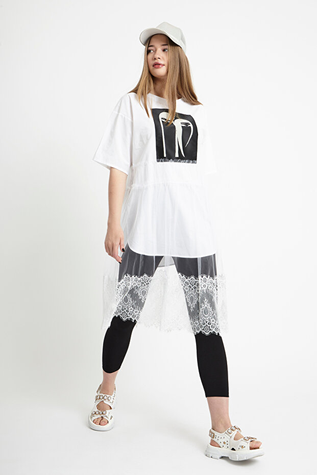 Tül Detaylı Tunik - 2