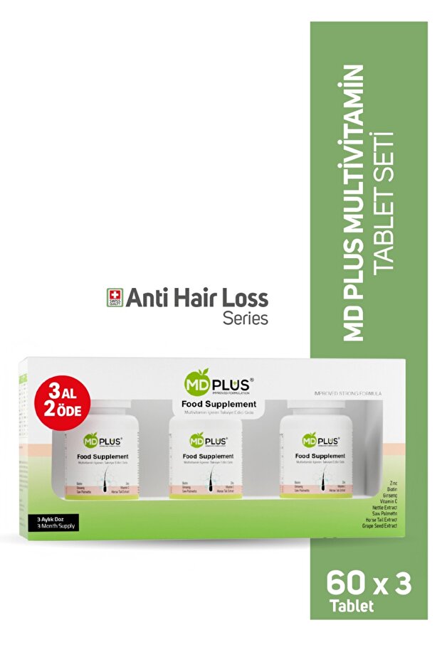 Hair Multivitamin 60 Tablet 3'lü Avantaj Paket Biotin Saw Palmetto Ginseng İçerikli - 1