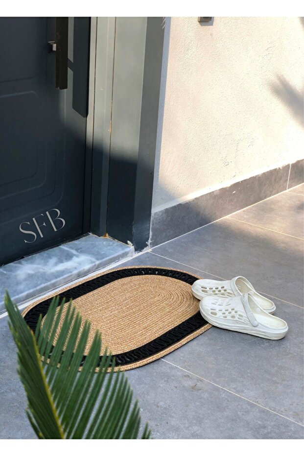 Jüt Kapı Önü Paspası, Bohem Tarzı Paspas, Yıkanabilir, Kapı Önü Paspası, Modern Paspas, Çift Taraflı - 1