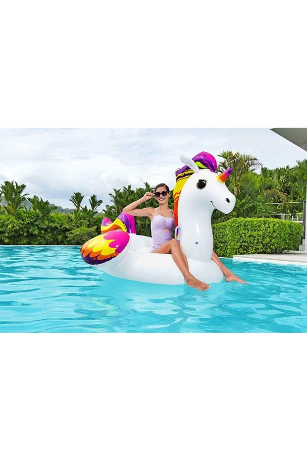 Unicorn Binici Şişme Bot - Unicorn Binici Bot -Şişme Tek Boynuzlu At-Havuz Unicorn Şişme 224x164 cm. - 5
