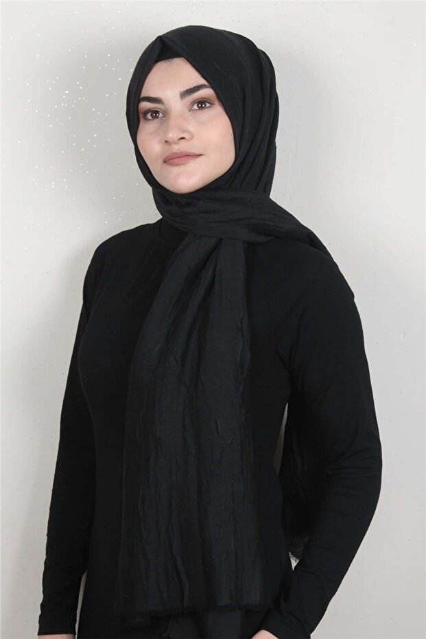 Bambu Kraşlı Şal 2724-5 Siyah - 1