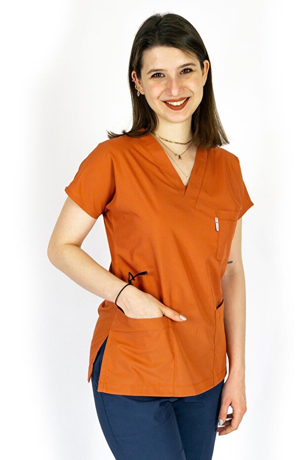 Tilepremium Fabric Lycra Surgical Doctor Nurse Scrubs Jersey Single Top