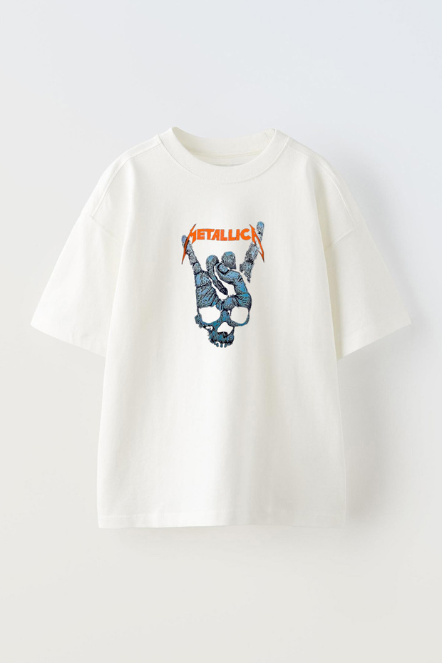 White Metallic Printed Unisex Oversize T-shirt