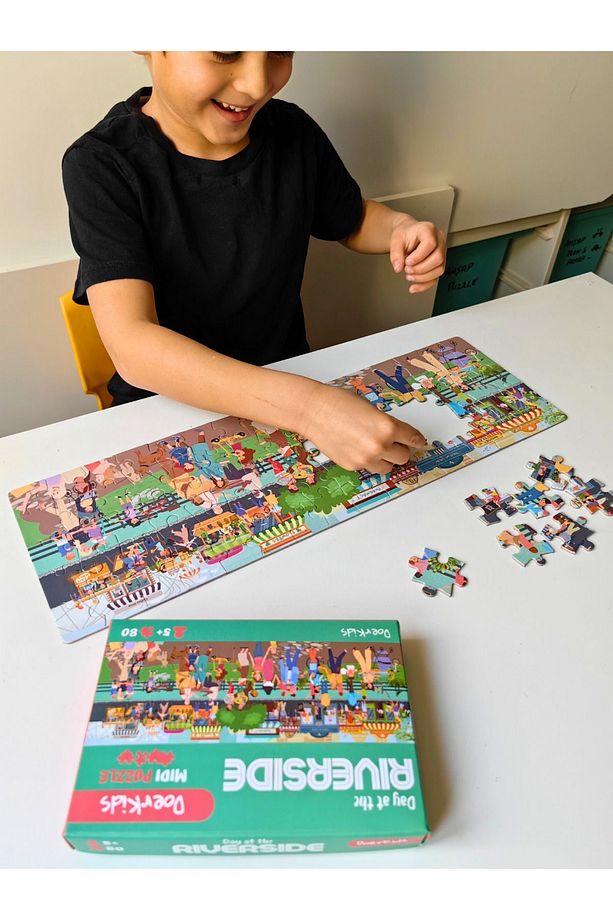 Nehir Kenarında Bir Gün Midi Puzzle | 4-9 Yaş 80 Parça - 3