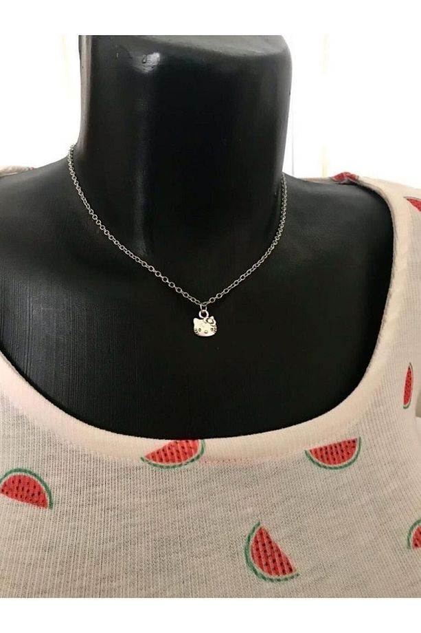 Minimal Hello Kitty Kolye Gümüş Kaplama - 2