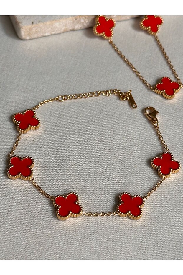 Yonca model kolye bileklik takım çelik - 4