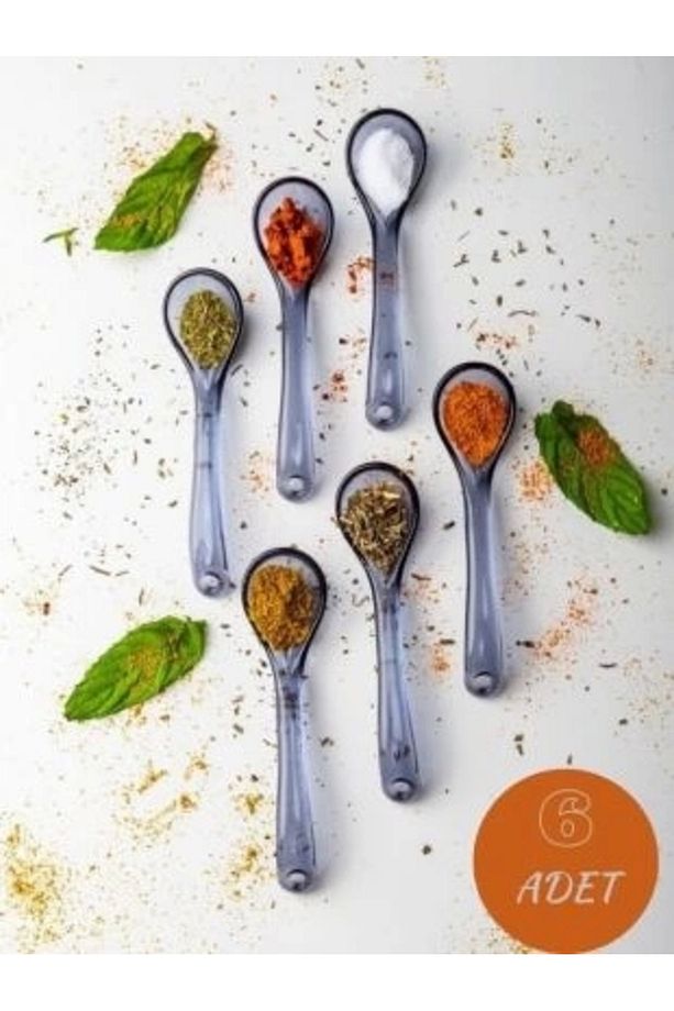 6 Adet Füme Servis Ve Baharat Kaşığı - Kahvaltılık Bal Kaşığı Şeker Reçel Servis Kaşığı - 1