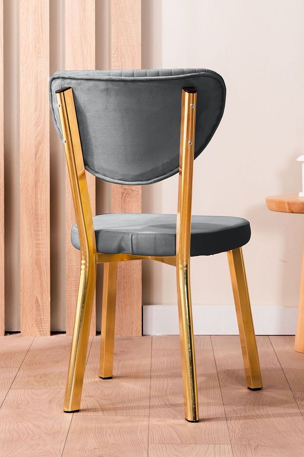 Kütük Desenli MDF Gold Elma Mutfak Masa Takımı 6 Sandalyeli Salon Yemek Masa Takımı - 4