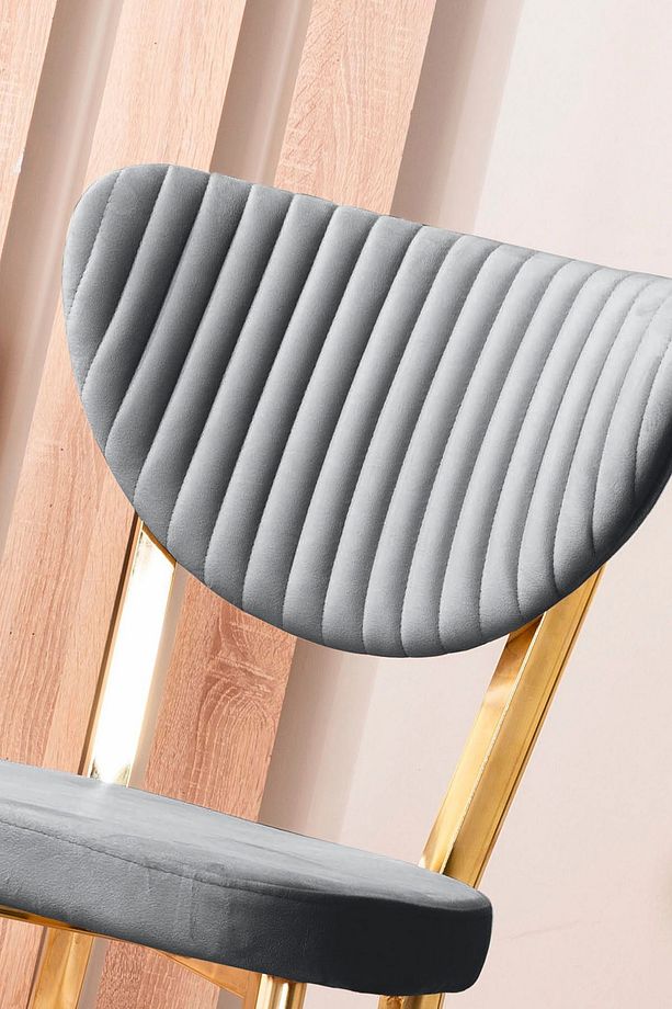 Kütük Desenli MDF Gold Elma Mutfak Masa Takımı 6 Sandalyeli Salon Yemek Masa Takımı - 5