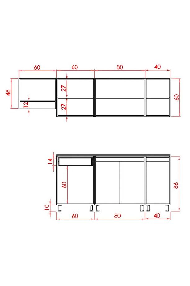 240 Cm Buğra Hazır Mutfak Dolabı Parlak Hıgh-gloss Beyaz Ve Mürdüm(TEZGAH DAHİL) - 4