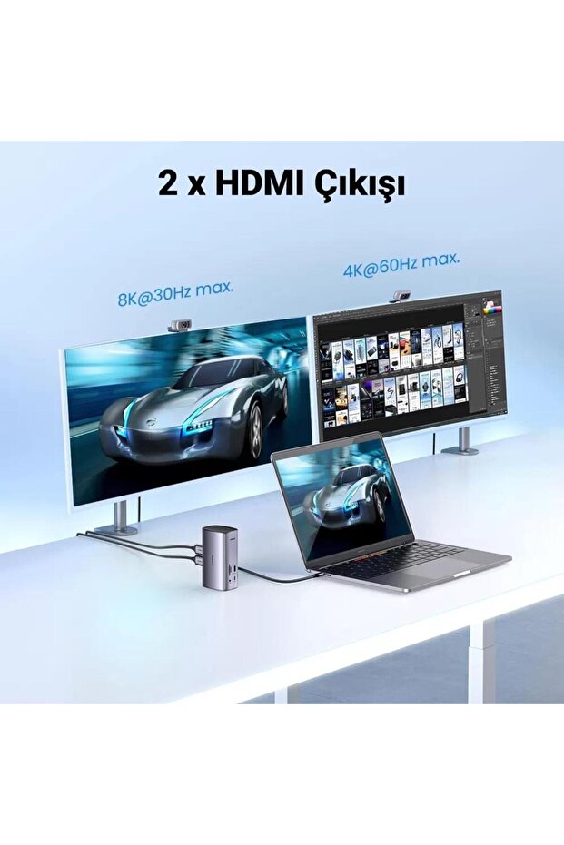 Type-c 12 Çıkışlı 8k Hdmı Usb C Gen 3.1 Gigabit Rj45 Çalışma Istasyonu - 7