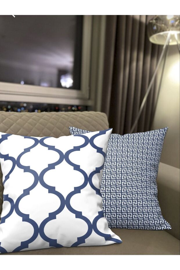 Classic - Blue, Velvet Fabric 2-Piece Throw Pillow Cover - Double Sided Print