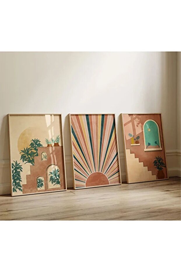 Wooden 3-Piece Framed Decorative Picture qmrc