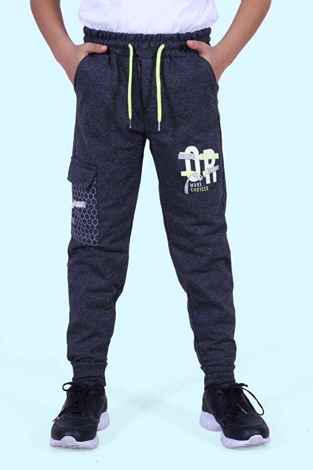 Or Stay Away Printed, Cargo Pocket, Highlighting Boys' Sweatpants