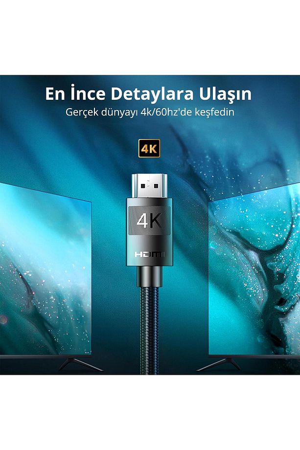 Örgülü Hdmı 2.0 4k 60hz Görüntü Aktarım Kablosu 2 Metre - 2