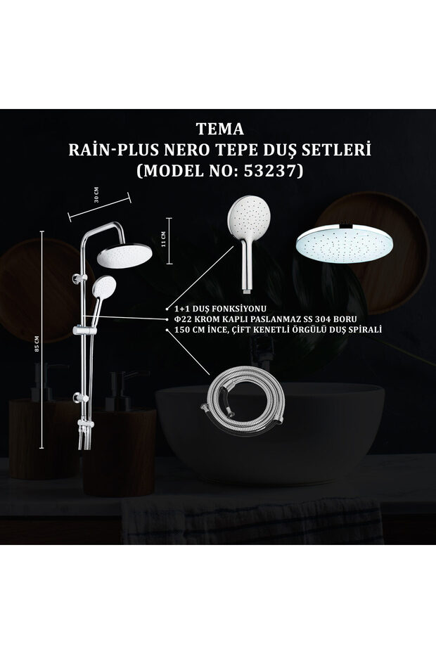 Rain-plus Nero Tepe Duş Setleri (MODEL NO: 53237) - 4