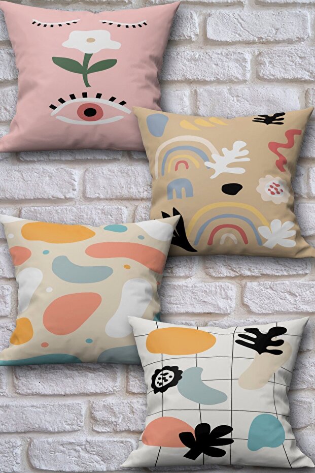 4-Piece Throw Pillow Cover Set Modern Patterned Double Sided Print