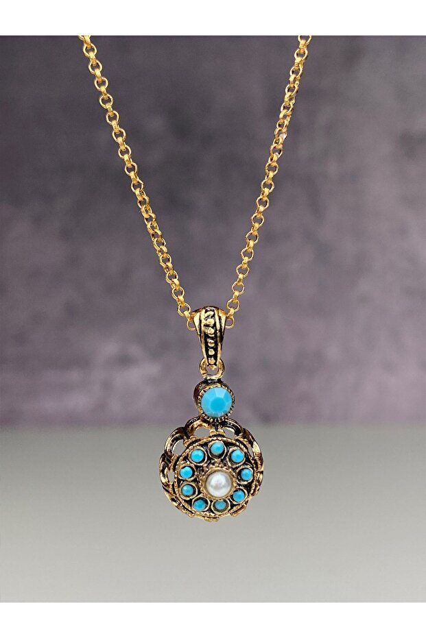 Mardin's Blue Necklace with Little Flowers
