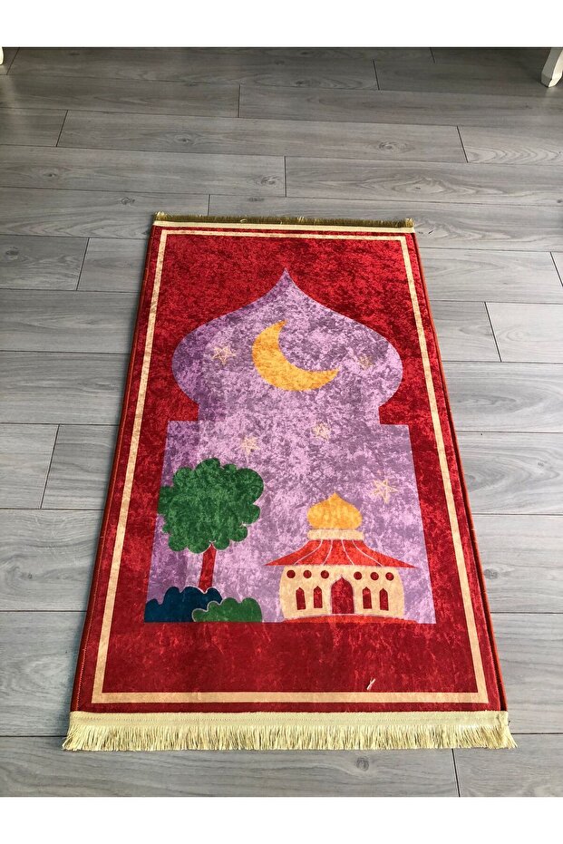 Non-Slip Base Machine Washable Digital Printed Prayer Rug 70x120cm