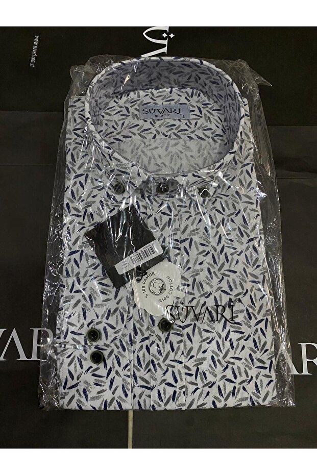 Cămașă slim cu mânecă lungă cu model Chitar - 1