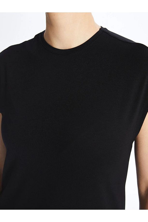 LCW Modest Kadın Bisiklet Yaka Düz Tunik L C M WAIKINAİ - 4
