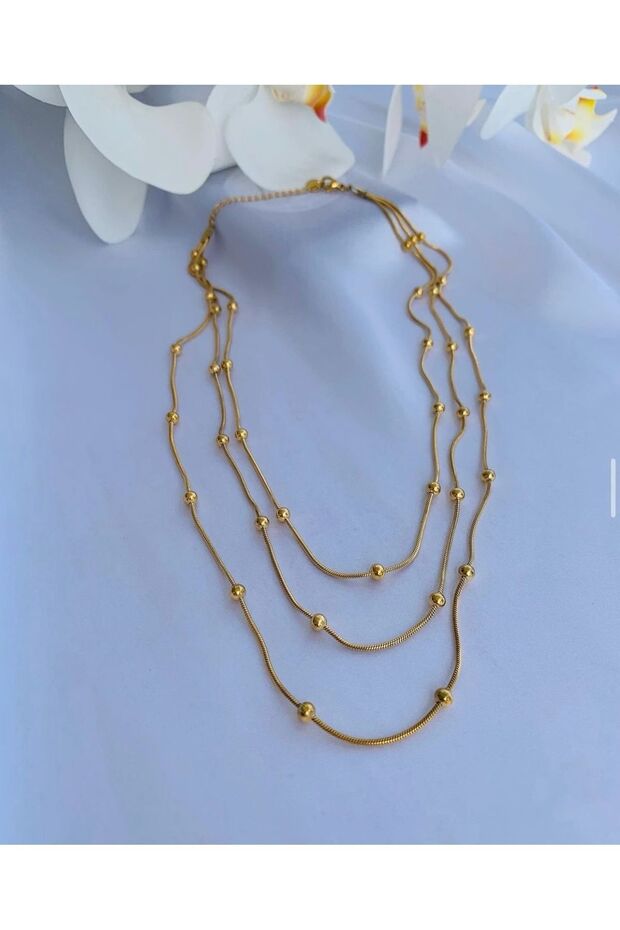 Çelik Dorika Üçlü Kolye - 1