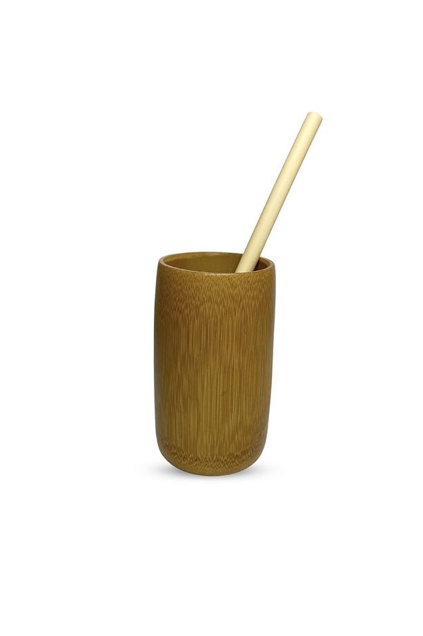 2 Adet Bambu Bardak, 2 Adet Bambu Pipet Ve 1 Adet Bambu Pipet Temizleme Fırçası Set - 4
