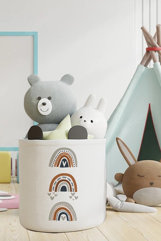 3-Piece Rainbow Patterned Kids and Baby Room Organizer Toy or Dirty Laundry Basket Tlas-169