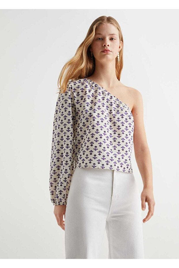 Patterned Asymmetrical Blouse - 1