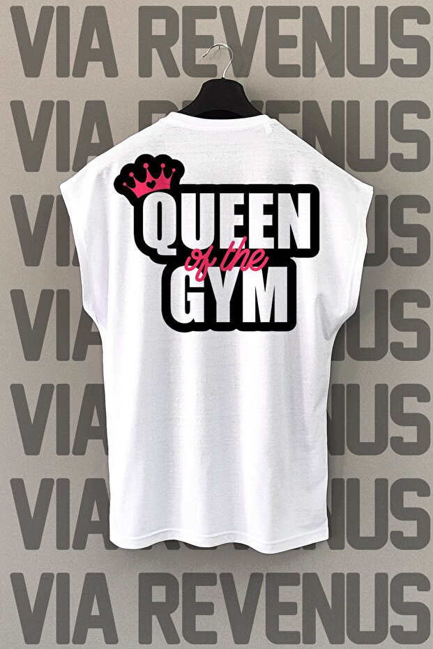 Queen of the Gym Back Printed Zero Sleeve Sports Tshirt