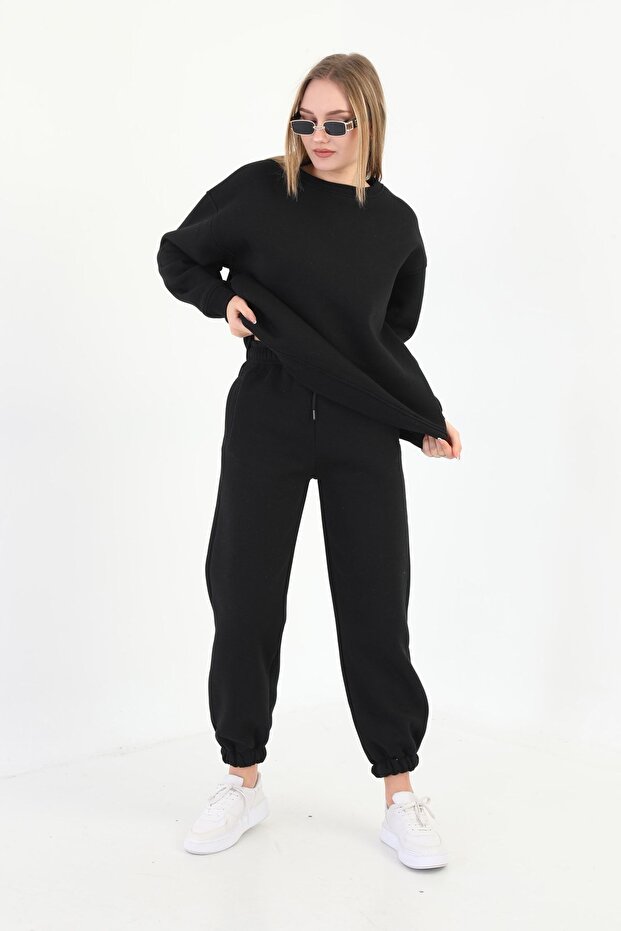 Bisiklet Yaka Oversize Sweetshirt - 1