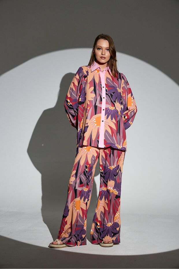 Patterned Button Suit Set - 5