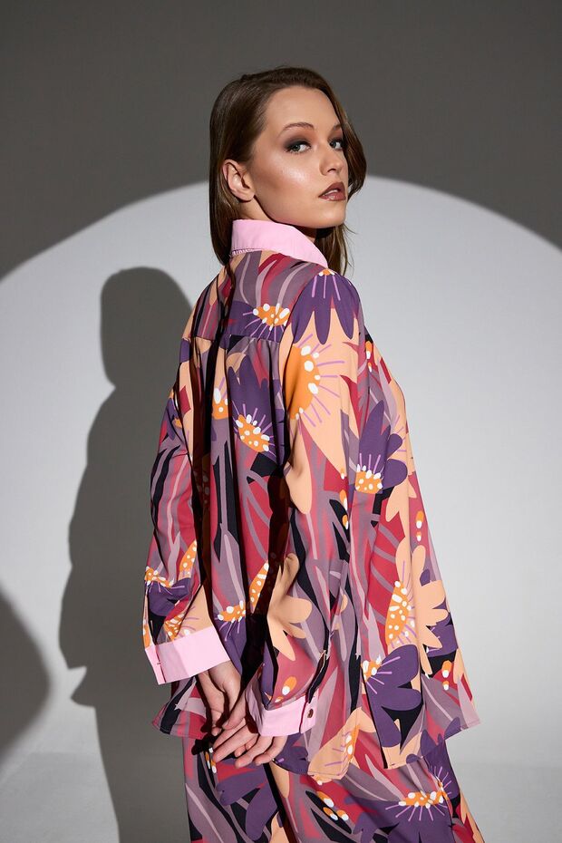 Patterned Button Suit Set - 3