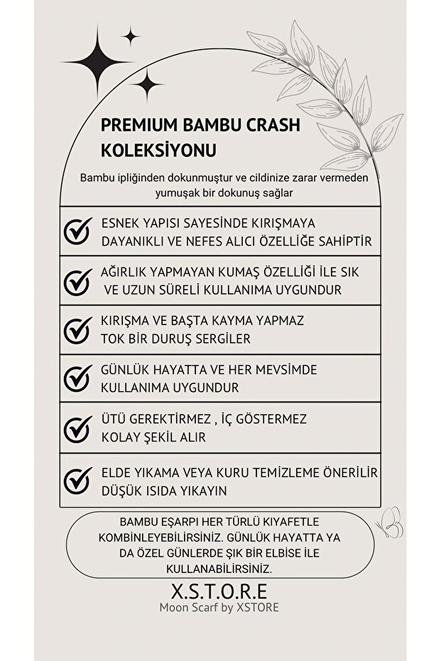 Premium Bambu Kraş Eşarp Latte - 5