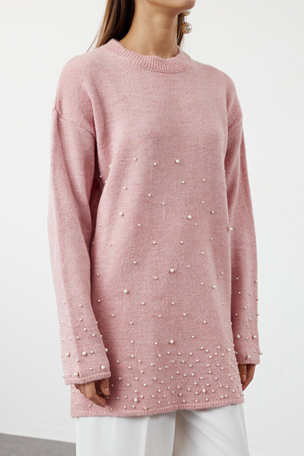 Pearl Detailed Dried Rose pletený svetr - TCTAW25AK00018 - 8