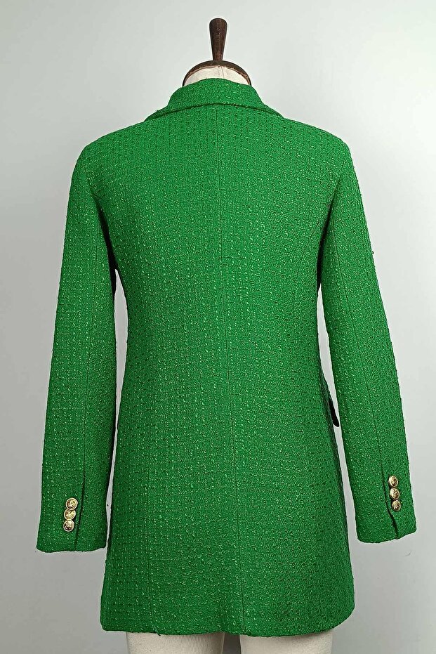 سترة حجاب بأزرار باللون الأخضر - 3