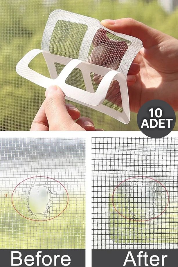 10 Adet Sineklik Tamir Yaması Kendinden Yapışkanlı Sineklik Tamir Bandı - 1