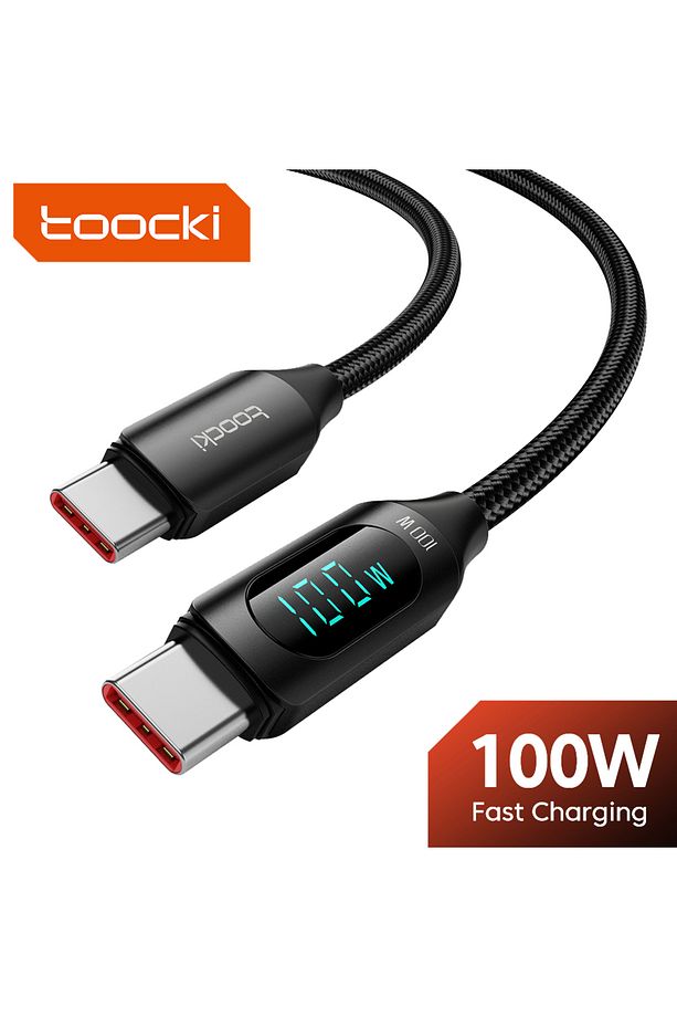 100W Type-C To Type-C Dijital Ekran Hızlı Data/şarj Kablosu 2.m Macbook Samsung Uyumlu - 2