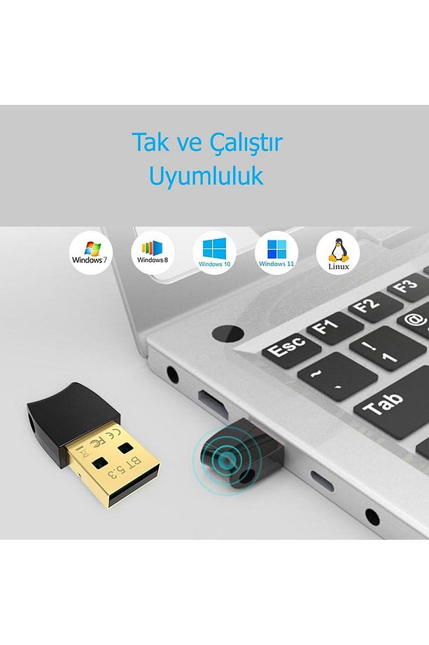 Bluetooth V5.3 Usb Mini Bluetooth Adaptör Dongle 20mt Kablosuz Adaptör (ÇOKLU CİHAZ DESTEĞİ SAĞLAR) - 8