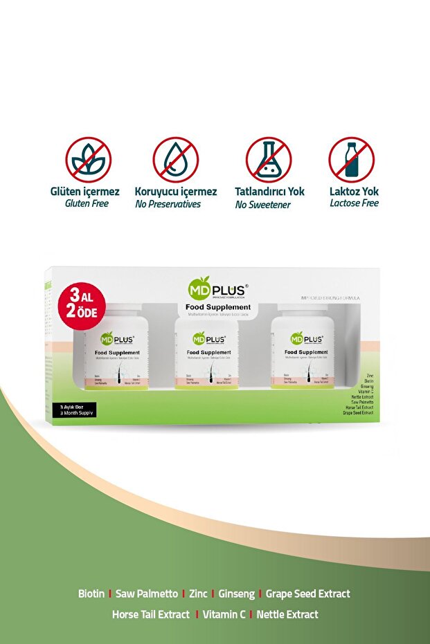 Hair Multivitamin 60 Tablet 3'lü Avantaj Paket Biotin Saw Palmetto Ginseng İçerikli - 3