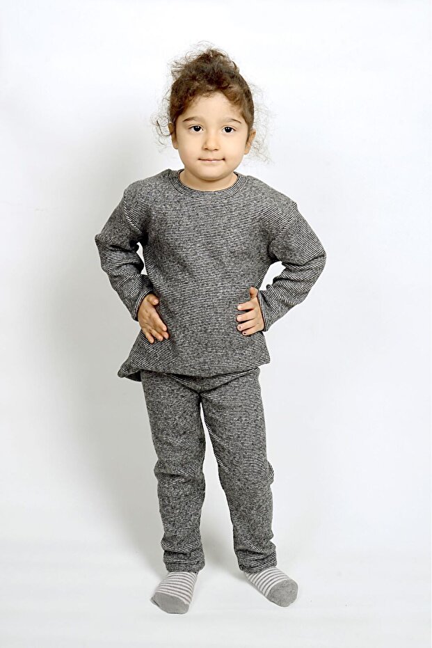 Flexible Ribbed Unisex Crew Neck Baby Kids Winter Suit