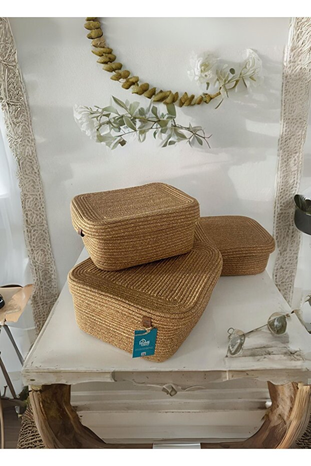 Jüt Örme Kapaklı  Sepet - 2