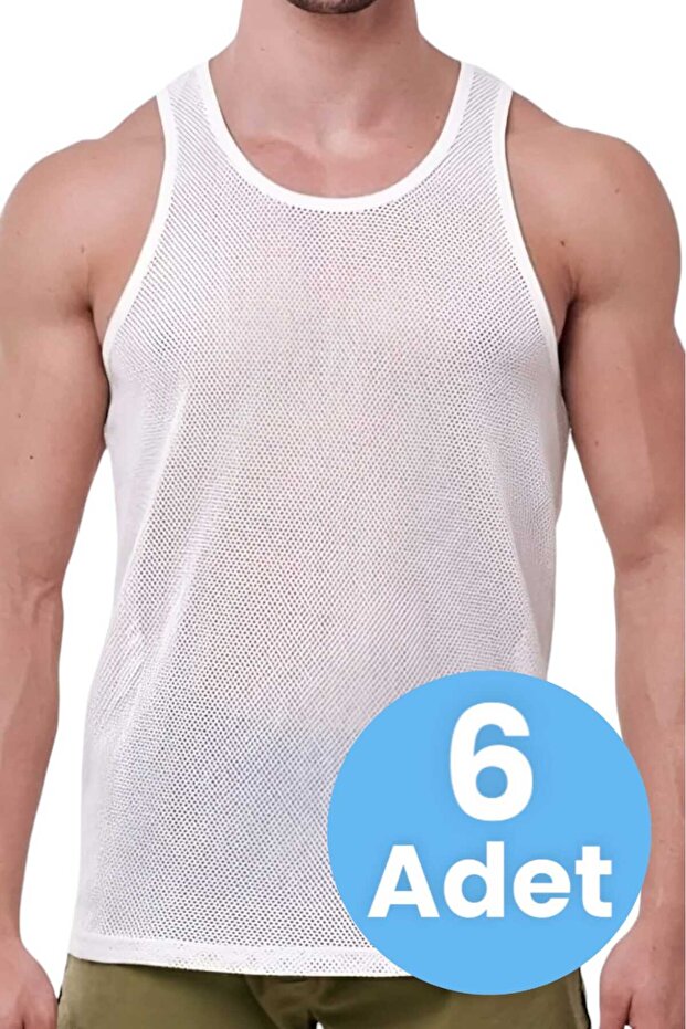 Men's Cotton Combed Mesh Undershirt 6 Pieces