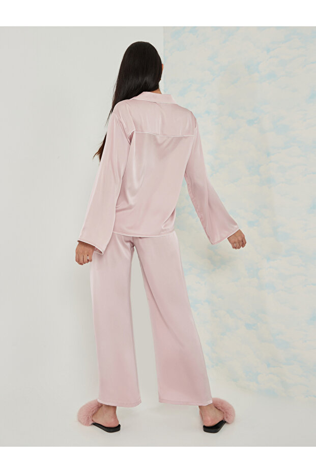 طقم قميص وبيجامة بأزرار أنبوبية مستقيمة - 5