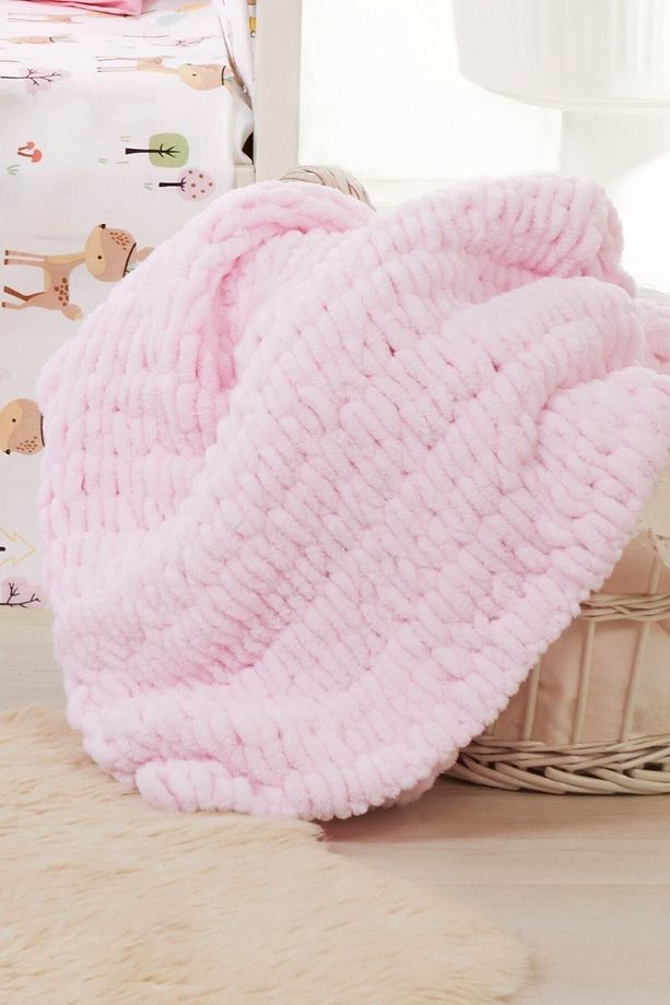 Pembe Pofuduk Örgü Bebek Battaniyesi - 5