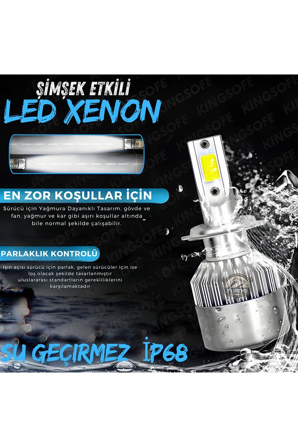 Fiat Tempra Sis Farı Uyumlu Şimşek Etkili Led Xenon Performance Series H1 - 4