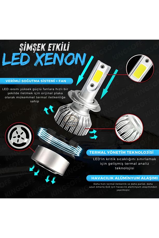 Fiat Tempra Sis Farı Uyumlu Şimşek Etkili Led Xenon Performance Series H1 - 3