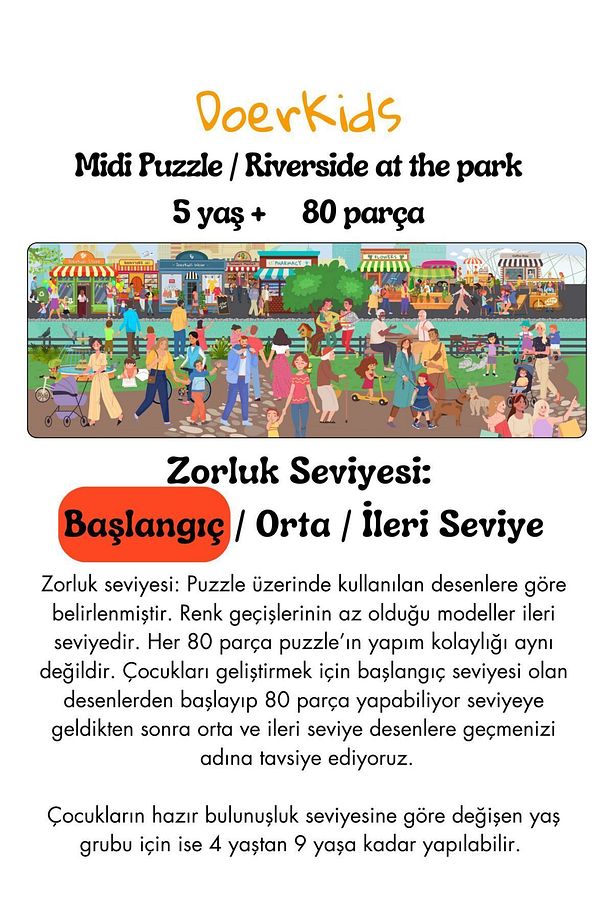 Nehir Kenarında Bir Gün Midi Puzzle | 4-9 Yaş 80 Parça - 6