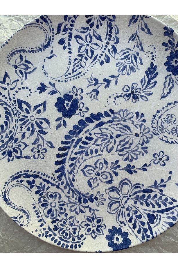 Blue Blanc Ebruli Desenli Duvar Tabağı Dekoratif Bahçe Balkon Mutfak Salon Duvar Süsü No:193 - 3