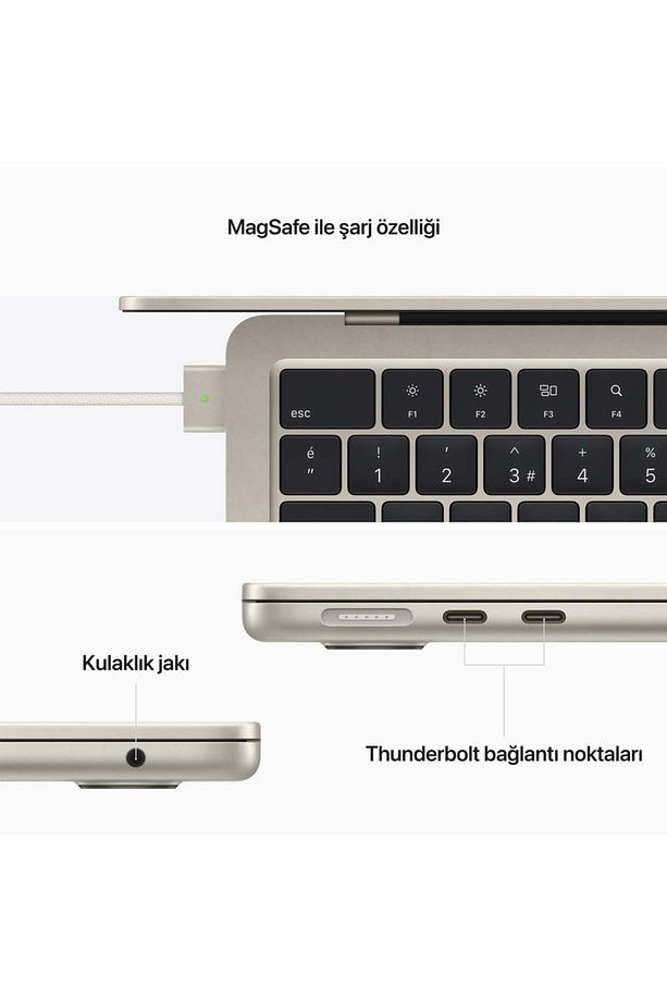 MacBook Air (M2, 2022) M2 8CPU 8GPU 8 GB 256 GB Yıldız Işığı  MLY13TU/A - Yenilio Yenisi - 4